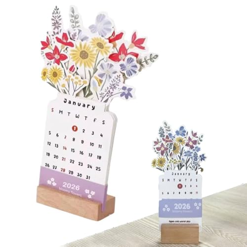 Bloomy Flowers Tischkalender 2026 – kleiner Blumenstrauß, Schreibtischkalender mit Holzsockel und abnehmbarer Vasenform, Monatskalender, Planer, Notizblock für Mutter, Lehrer, Zuhause, Büro Bloomy Flowers Tischkalender 2026 – kleiner Blumenstrauß, Schreibtischkalender mit Holzsockel und abnehmbarer Vasenform, Monatskalender, Planer, Notizblock für Mutter, Lehrer, Zuhause, Büro von Generisch