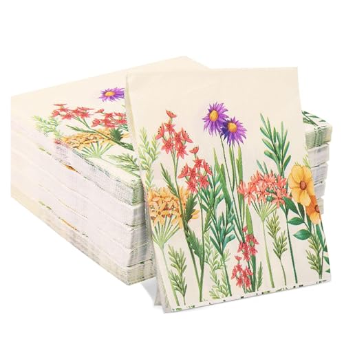 Blumen-Partyservietten | 20 Blatt dekorative Papierservietten,Reißfeste Wildblumen -Papierserviette für hautfreundliche gute Wasseraufnahme Blumen-Partyservietten | 20 Blatt dekorative Papierservietten,Reißfeste Wildblumen -Papierserviette für hautfreundliche gute Wasseraufnahme von Generisch