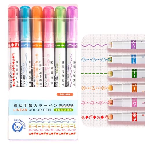 Blumen-Umrissstifte, Handschriftstifte - Curve Textmarker-Set | 6 x Textmarker in verschiedenen Formen für Notizblock, Schreiben, Zeichnen, Scrapbooking, Journaling, Schulbedarf, Geburtstag Blumen-Umrissstifte, Handschriftstifte - Curve Textmarker-Set | 6 x Textmarker in verschiedenen Formen für Notizblock, Schreiben, Zeichnen, Scrapbooking, Journaling, Schulbedarf, Geburtstag von Generisch