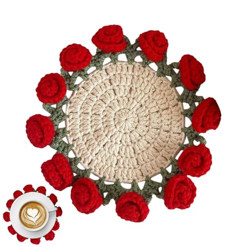 Blumenmuster Untersetzer - Gestrickter Becheruntersetzer | Häkelblumen-Decken Zubehör Für Geburtstagsdeko Küche Wohnzimmer Tischschutz Blumenmuster Untersetzer - Gestrickter Becheruntersetzer | Häkelblumen-Decken Zubehör Für Geburtstagsdeko Küche Wohnzimmer Tischschutz von Generisch