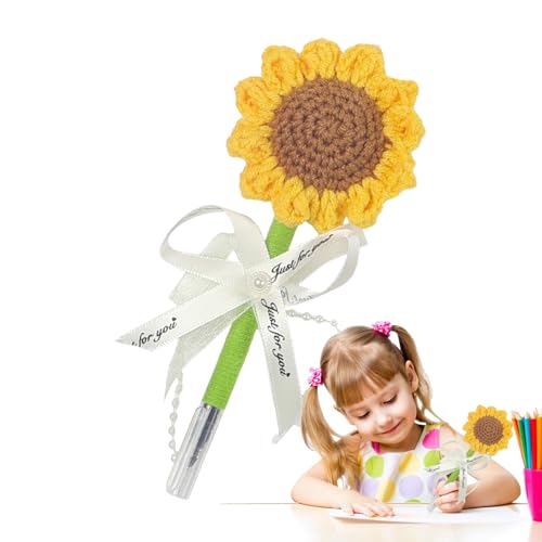 Blumenstifte - Häkelblumen-Stifte Mit Sonnenblumen-Design | Handgefertigte Gestrickte Blumen Rutschfeste Schreibwaren für Lehrerinnen, Mädchen, Frauen & Gäste Blumenstifte - Häkelblumen-Stifte Mit Sonnenblumen-Design | Handgefertigte Gestrickte Blumen Rutschfeste Schreibwaren für Lehrerinnen, Mädchen, Frauen & Gäste von Generisch
