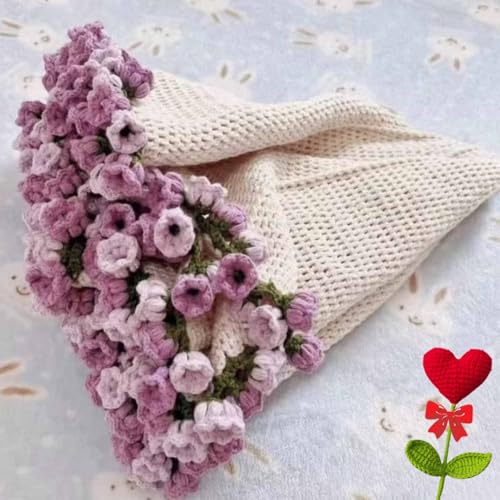 Blumenstrauß, Decke, Häkelblumen, Rosenstrauß, Decke, handgefertigt, DIY, weich und leicht, Rosenstrauß, gestrickte Überwurfdecken (gemischtes Lila) von Generisch