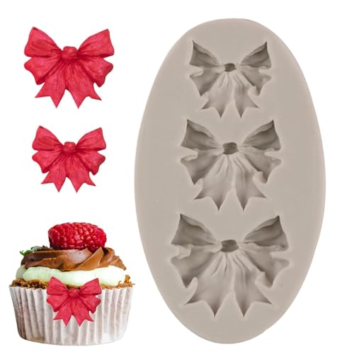 Bogen-Silikonform, Silikon-Bogenform | Kleine Schleifen Süßigkeitenformen Fondantform,3 Gitter Fondant-Schokoladen-Backprägewerkzeuge, Zucker-Süßigkeit-Cake-Pop-Schleifen-Bastelformen von Generisch