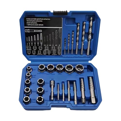 Bolt Extractor Kit - 26 Stück professionelles Werkzeugset, 40gr Stahlbohrer | Easy Out Stripped Lug Nuts Remover mit kompaktem Aufbewahrungsfall, präzisionsschädigter Schraubenextraktionssystem für ve von Generisch