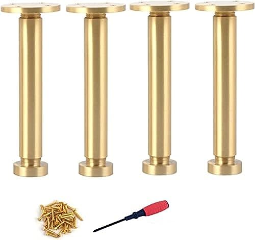 Bonny369 verstellbare Möbelbeine aus massivem Messing, Sofa-Stützbeine für Schrank, Couchtisch, TV-Ständer, Badezimmerschrank, Couch, Stuhl, Gold-Finish, 250 mm, 4 Stück von Generisch