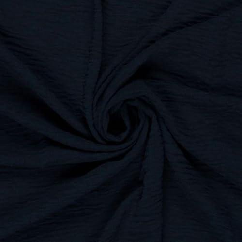 Borken Krepp Stoff Meterware, leichter Viskosestoff, luftige Viskose, Kreppstoff, gekreppter Blusenstoff *Ab 50cm, Farbe: 008 marine von Generisch