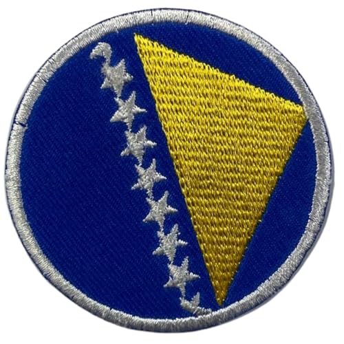 Bosnien Flagge Patch Rund - 6cm Besticktes Bügelbild Aufbügler Aufnähen - Taktisches Militär Emblem für Jacken, Rucksäcke, Hüte, Westen & Kleidung - Kreis Nationalflagge Patch von Generisch
