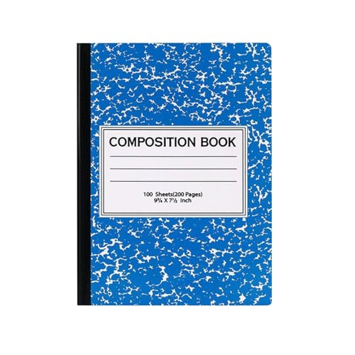 Breit liniertes Notizbuch, Kompositionsheft, breit liniertes Kompositionsbuch, breites Notizbuchpapier, genähter, Bücher Hülle Schule (Blue, One Size) von Generisch
