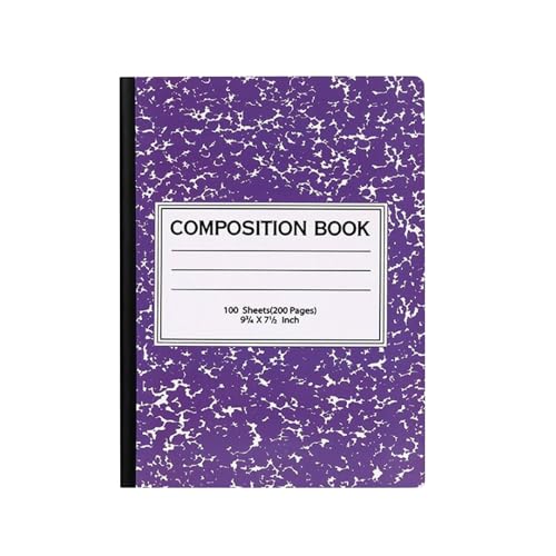 Breit liniertes Notizbuch, Kompositionsheft, breit liniertes Kompositionsbuch, breites Notizbuchpapier, genähter, Bücher Hülle Schule (Dark Purple, One Size) von Generisch