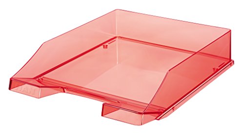 Briefablage klassisch/Basic für Format DIN A4 stapelbar, stabil (Transparent Rot, 2er Set) von Generisch
