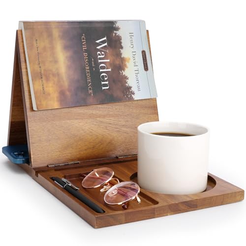 Buchständer aus Holz für Leseständer, dreieckige Buchecke mit Tasse, Gläsern und Stifthalter, Kaffee- und Buchliebhaber, Geschenke, Braun Buchständer aus Holz für Leseständer, dreieckige Buchecke mit Tasse, Gläsern und Stifthalter, Kaffee- und Buchliebhaber, Geschenke, Braun von Generisch