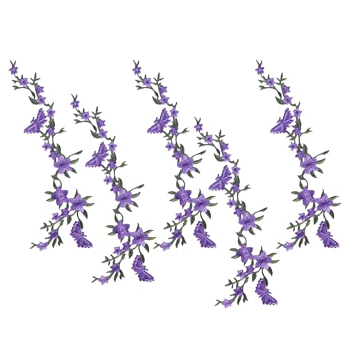 Bügelembroiderieflicken - Blumen Schmetterling Aufbügelpatches | Fünf Handgefertigte Stoffapplikationen Für Kleidung Jacken Jeans Hüte Shirts Blusen Dekoration Reparatur Bügelembroiderieflicken - Blumen Schmetterling Aufbügelpatches | Fünf Handgefertigte Stoffapplikationen Für Kleidung Jacken Jeans Hüte Shirts Blusen Dekoration Reparatur von Generisch