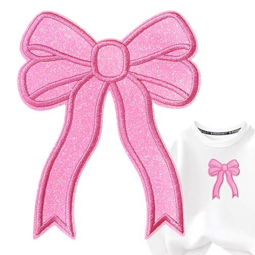Bügelschleifen, seitliche Schleife, 13 x 10 cm, niedlicher Aufnäher zum Aufnähen, rosa, gelb, silber, grün, rot, bestickte Applikation für Mädchen, Frauen, Kleidung, Rucksäcke, Jacken, Stoff Bügelschleifen, seitliche Schleife, 13 x 10 cm, niedlicher Aufnäher zum Aufnähen, rosa, gelb, silber, grün, rot, bestickte Applikation für Mädchen, Frauen, Kleidung, Rucksäcke, Jacken, Stoff von Generisch