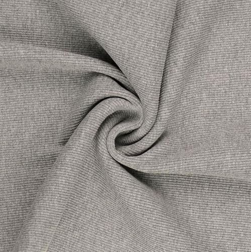 Bündchen gerippt Meterware - Bündchenstoff Uni - Schlauchware - Strickware Öko-Tex 100 Klasse 1 - Jerseystoff *Ab 25cm x 60cm, Farbe: 061 mel. hellgrau von Generisch