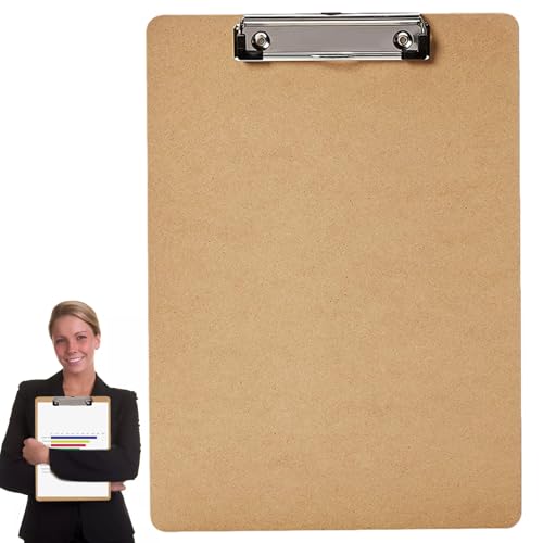 Büro-Klemmbrett, DIN A4, mitteldichte Faserplatte, flacher Clip, langlebige Konstruktion, leichtes Design, einfach zu halten, vielseitig einsetzbar, perfekt für Büro, Schule, Baustelle von Generisch