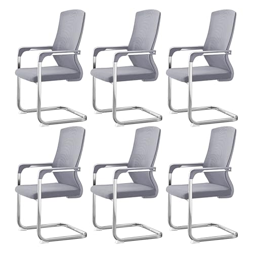 Büro-Konferenzstühle – 6 Stück, Netzstoff, mittlere Rückenlehne, Gästestühle für Zuhause, Konferenzraum von Generisch