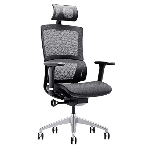 Büro-Schreibtischstuhl, Netzstoff, Bürostuhl mit Kopfstütze, verstellbarer Hebestuhl, hohe Rückenlehne, Computer-Drehstuhl, Metalldesign-Rahmen von Generisch