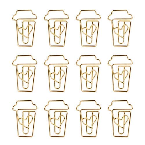 Büroklammern, Metall, Kaffeetassenform, Büroklammern, Dokumente, Organisation, Lesezeichen, Seitenmarkierungen, goldfarben, 3 cm x 2 cm, 12 Stück, kreative und exquisite Verarbeitung, langlebig und Büroklammern, Metall, Kaffeetassenform, Büroklammern, Dokumente, Organisation, Lesezeichen, Seitenmarkierungen, goldfarben, 3 cm x 2 cm, 12 Stück, kreative und exquisite Verarbeitung, langlebig und von Generisch