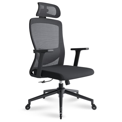 Bürostuhl, ergonomischer Schreibtischstuhl mit verstellbarer Lendenwirbelstütze, 2D-Kopfstütze und Armlehne, 120 ° Schaukelstuhl, hohe Rückenlehne, Netzstoff, Bürostühle für Zuhause, Schreibtischstuhl von Generisch