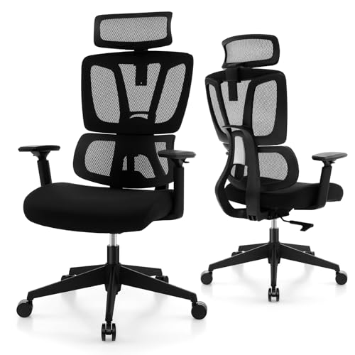 Bürostuhl aus Netzstoff, ergonomisch, hohe Rückenlehne, Drehstuhl mit Lendenwirbelstütze, Armlehnen und verstellbarer Kopfstütze, Liegestühle Bürostuhl aus Netzstoff, ergonomisch, hohe Rückenlehne, Drehstuhl mit Lendenwirbelstütze, Armlehnen und verstellbarer Kopfstütze, Liegestühle von Generisch