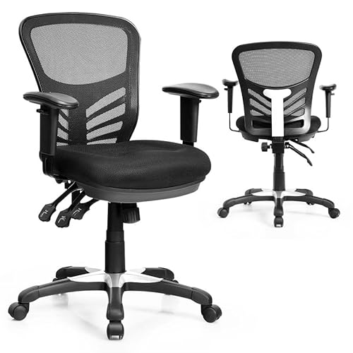 Bürostuhl aus Netzstoff, höhenverstellbar, Drehstuhl, Computer-Schreibtischstuhl, ergonomisch, mittlere Rückenlehne, Rollstuhl, Konferenzstuhl, Chefsessel für Home Office von Generisch
