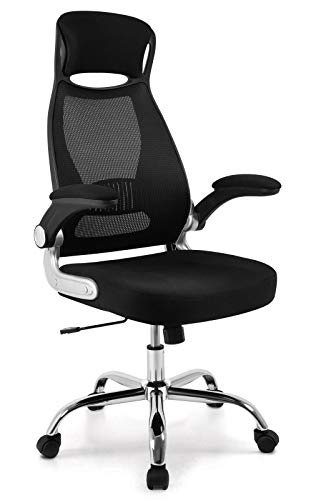 Bürostuhl für Zuhause, ergonomische Schreibtischstühle mit hochklappbaren Armlehnen, Computerstuhl mit hoher Rückenlehne, Drehstuhl aus Netzstoff für Zuhause (weiß) von Generisch