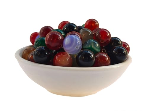 Bunte Achat-Perlen, rund, lose Edelsteine, Perlen für Armbänder, Halsketten, Schmuckherstellung, 8 mm, 60811 bunter Achat, 8 mm, 100 Stück von Generisch