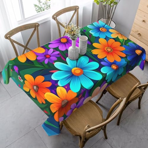 Bunte Blumen Tischdecke, rechteckig, Gänseblümchen, Tischdecke für Esstisch, knitterfrei, Tischdecke für Zuhause, drinnen und draußen, Party-Dekoration, 140 x 90 cm Bunte Blumen Tischdecke, rechteckig, Gänseblümchen, Tischdecke für Esstisch, knitterfrei, Tischdecke für Zuhause, drinnen und draußen, Party-Dekoration, 140 x 90 cm von Generisch