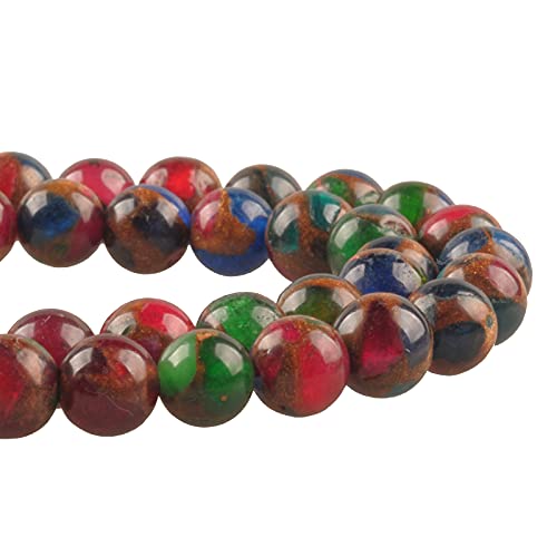 Bunte Cloisonne-Steinperlen, rund, 8 mm, DIY-Armband, Halskette, Buddha-Perlen, Zubehör, Handwerk für Schmuckherstellung von Generisch