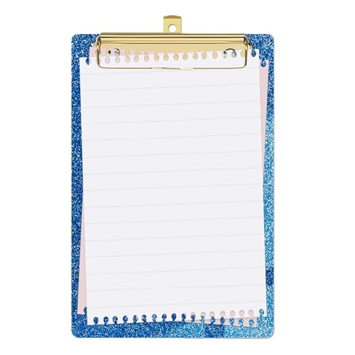 Bunte Klemmbretter, Glitzer-Klemmbrett - Glitzer-Aktenbrett - Modisches,flaches, schickes, leichtes Kinder-Klemmbrett im A6-Letter-Format mit Metallklammer für Kinder, Studenten, Lehrer, Frauen, Küns von Generisch