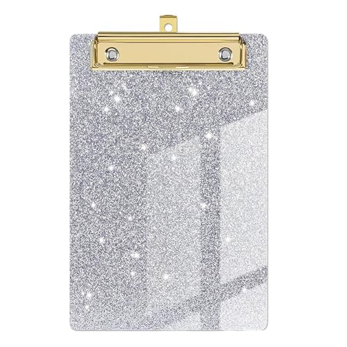 Bunte Klemmbretter, Glitzer-Klemmbrett - Glitzer-Aktenbrett - Modisches,flaches, schickes, leichtes Kinder-Klemmbrett im A6-Letter-Format mit Metallklammer für Kinder, Studenten, Lehrer, Frauen, Küns von Generisch