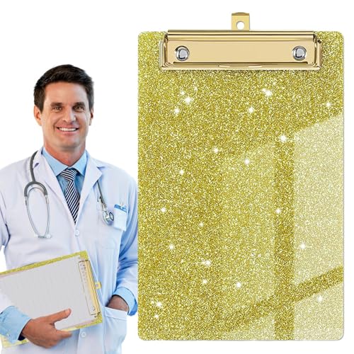 Bunte Klemmbretter, Glitzer-Klemmbrett - Glitzer-Aktenbrett - Modisches,flaches, schickes, leichtes Kinder-Klemmbrett im A6-Letter-Format mit Metallklammer für Kinder, Studenten, Lehrer, Frauen, Küns von Generisch