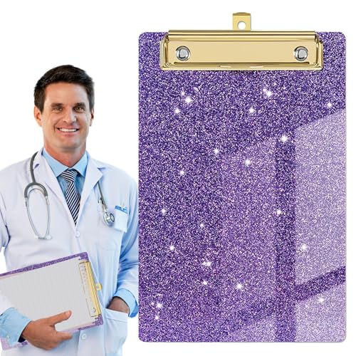 Bunte Klemmbretter, Glitzer-Klemmbrett - Glitzer-Aktenbrett - Modisches,flaches, schickes, leichtes Kinder-Klemmbrett im A6-Letter-Format mit Metallklammer für Kinder, Studenten, Lehrer, Frauen, Küns von Generisch