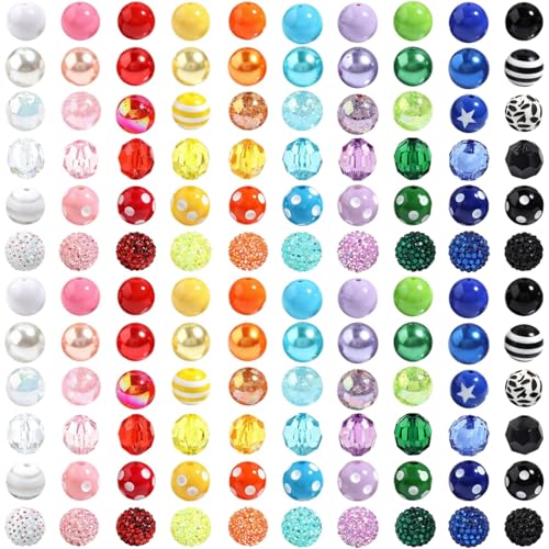 Bunte Kristallperlen, 20 mm, Strassperlen für Stifte, 120 Stück, gemischte Packung für DIY-Dekoration von Armbändern und Stiften von Generisch