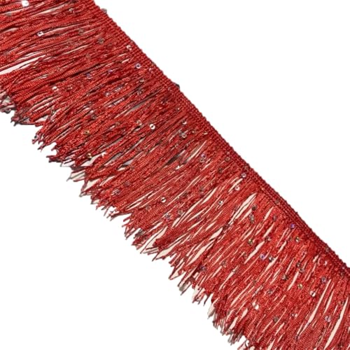 Bunte Pailletten-Quaste, Fransen, Spitzenborte zum Nähen, für Latein-Tanzkleid, Bastelmaterialien, Zubehör, Rot, 10 cm x 9 m Bunte Pailletten-Quaste, Fransen, Spitzenborte zum Nähen, für Latein-Tanzkleid, Bastelmaterialien, Zubehör, Rot, 10 cm x 9 m von Generisch