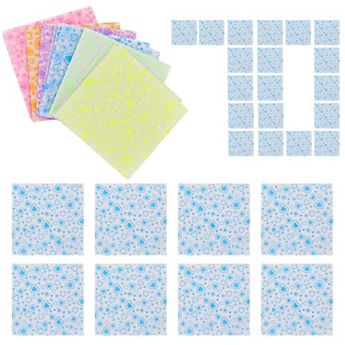 Buntes Bastelpapier | Quadratisches Faltpapier | 70 Stück Helles quadratisches und einfaches Faltblatt 7 Farben Herzliches Design, Kunst für Bastelprojekte, Faili Kranblätter für Mes von Generisch