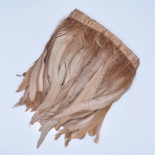 Buntes Federband auf Band, Federn zum Basteln, Nähen, Dekoration, Khaki, 30–35 cm, 2 m Buntes Federband auf Band, Federn zum Basteln, Nähen, Dekoration, Khaki, 30–35 cm, 2 m von Generisch