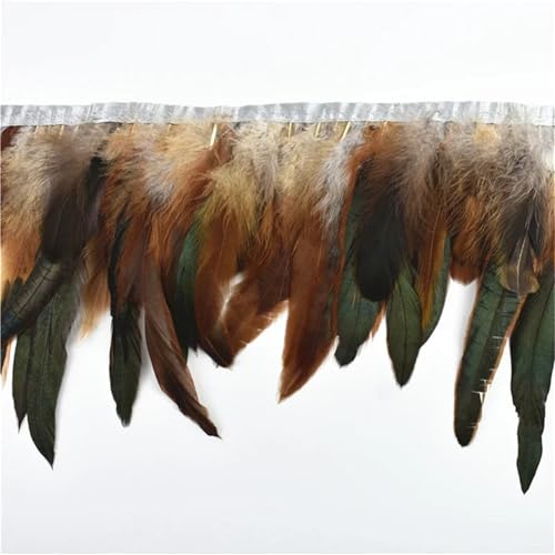 Buntes langes Feder-Fransenband auf Klebeband, 13–18 cm breit, ein nähbares Band zum Verzieren von Kleidung und Dekorationen von Generisch