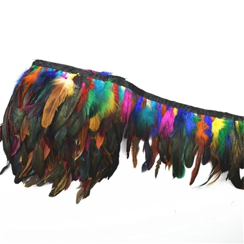 Buntes langes Feder-Fransenband auf Klebeband, 13–18 cm breit, ein nähbares Band zum Verzieren von Kleidung und Dekorationen von Generisch