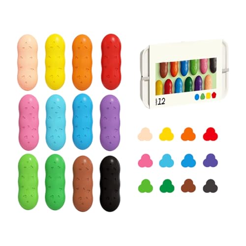 Buntstifte für Kinder, waschbare Buntstifte, Kleinkind-Malzubehör, Erbsenform, griffig, 12 Farben für Schule, Reisen, Ostern, Partygeschenke Buntstifte für Kinder, waschbare Buntstifte, Kleinkind-Malzubehör, Erbsenform, griffig, 12 Farben für Schule, Reisen, Ostern, Partygeschenke von Generisch