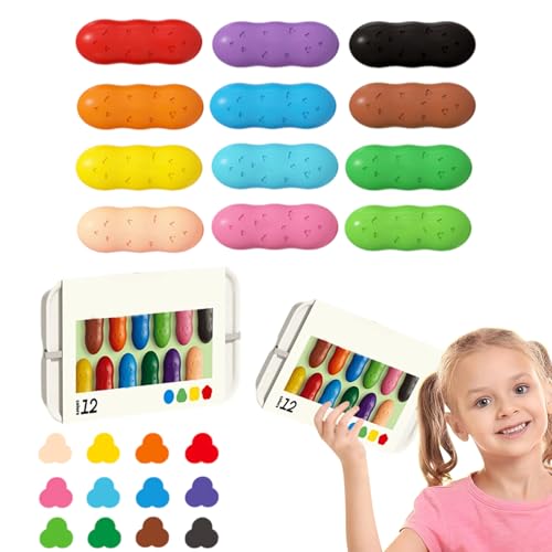 Buntstifte für Malstifte, waschbar, griffig, Erbsenform, 12 Farben, 21 x 13 x 3 cm, Bienenwachs-Kunstbedarf für Reisen, Klassenzimmer, -Partygeschenke Buntstifte für Malstifte, waschbar, griffig, Erbsenform, 12 Farben, 21 x 13 x 3 cm, Bienenwachs-Kunstbedarf für Reisen, Klassenzimmer, -Partygeschenke von Generisch