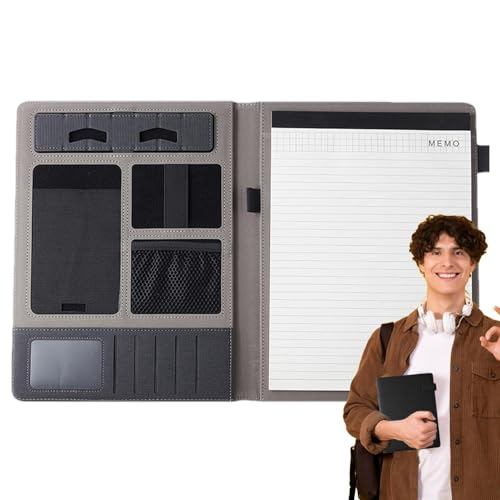 Business-Padfolio – Lebenslaufmappe, professionelles PU-Leder, Notizblock, Visitenkartenhalter im Lieferumfang enthalten, Padfolio für Dokumente, Präsentationsmappen von Generisch