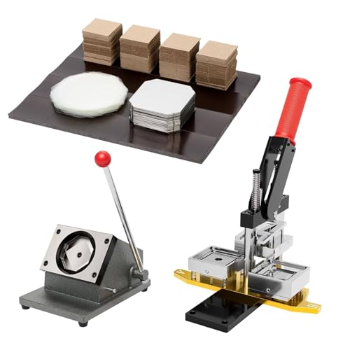 Button Badge Making Supplies, 100 Set quadratische Kühlschrankmagnetknöpfe für DIY-Projekte, Handwerk, Geschenke und Team-Abzeichen von Generisch