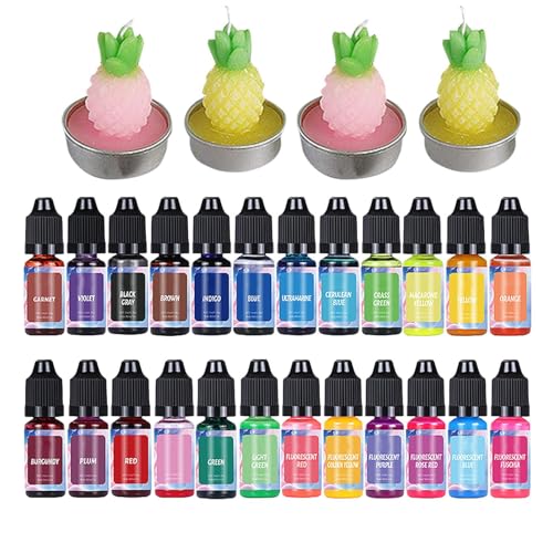 Candle Making Dye Colors - Kerzen Farbstoffe Sojawachs Pigmente | Flüssige Pigmentfarben Für Kerzenherstellung 18 Oder 24 Farben, Vielseitige Färbemittel Für Lipgloss Epoxidharz Nagellack Kreative von Generisch