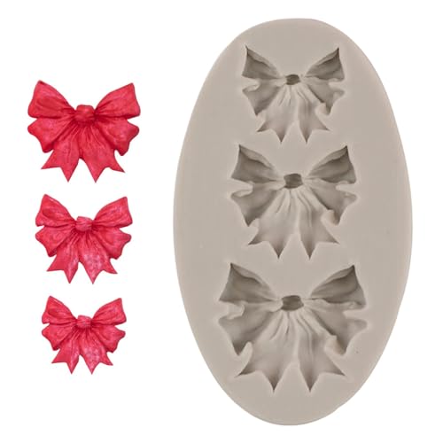 Candy Bow Silicone Mold, Small Fondant Bow Mold, Chocolate Bow Craft Mold, Baking Embossing Bow Tools, Dessert Bow Silicone Molds, bow mold candy silicone 3 grids fondant embossing tools von Generisch