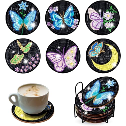 Canollo 6 Stück Diamond Painting Untersetzer mit Halter, Diamond Painting Erwachsene zum Basteln, Eethalten Daiments Painting-Zubehör, Klein Schmetterling Untersetzer Basteln Set für Anfänger Canollo 6 Stück Diamond Painting Untersetzer mit Halter, Diamond Painting Erwachsene zum Basteln, Eethalten Daiments Painting-Zubehör, Klein Schmetterling Untersetzer Basteln Set für Anfänger von Generisch