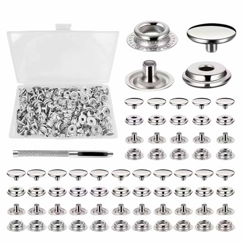 Canvas Fastener Kit - Boat Cover ssnap Kit | ssnap Closure Kitt Fabric, Boat Canvas Screw Press - Weatherproof Stainless Steel Screw Press Stud Kits For Campers, Travel, Pontoon, Tarp, Outdoors, von Generisch