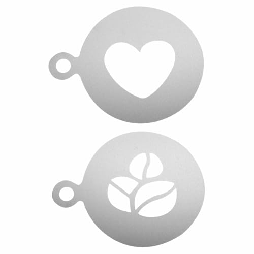 Cappuccino-Schablonen aus Edelstahl, Latte Art Vorlagen für Kaffee, heiße Schokolade, Haferflocken und Cupcake-Dekoration, wiederverwendbare Kaffeeschablonen für kreative Designs, 2 Stück von Generisch