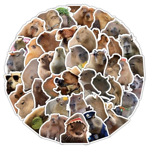 Capybara-Aufkleber für Erwachsene und Kinder, realistisches Tier-Vinyl-Aufkleber-Set, wasserdichte dekorative Aufkleber für Laptop, Skateboard, Handyhülle, Scrapbook, Notebook, Koffer, Wasserflasche Capybara-Aufkleber für Erwachsene und Kinder, realistisches Tier-Vinyl-Aufkleber-Set, wasserdichte dekorative Aufkleber für Laptop, Skateboard, Handyhülle, Scrapbook, Notebook, Koffer, Wasserflasche von Generisch