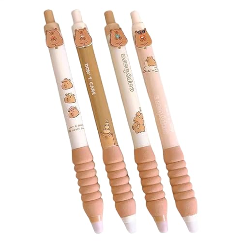 Capybara Druckstifte Capybara Schreibbleistifte, glatte Mine, 0,5 mm, schnell trocknende Stifte, Cartoon-Stifte, Radiergummi-bestückte Schreibstifte, Capybara-Gelschreiber, Schreibwerkzeug für Kinder von Generisch